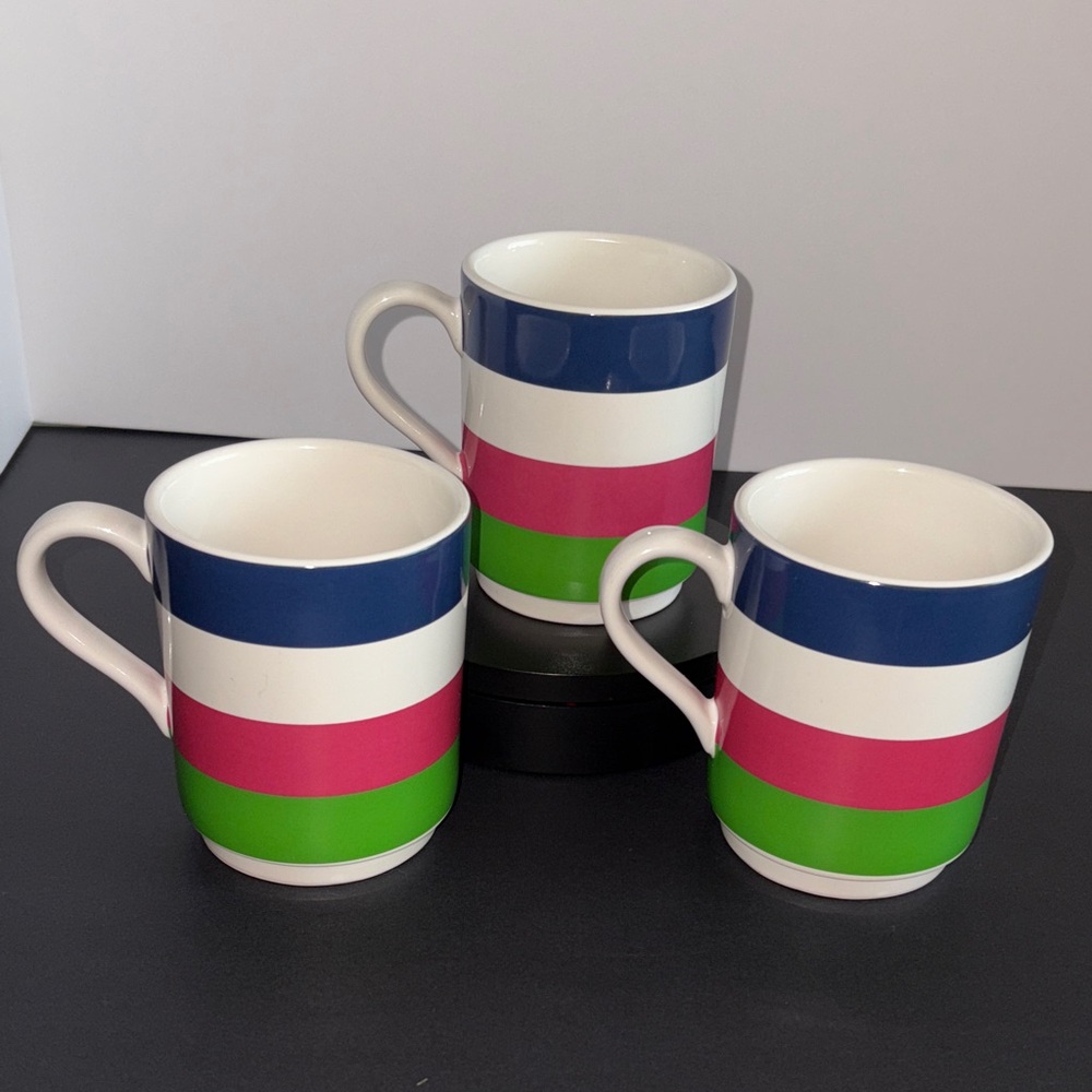 3 Kate Spade NY Lenox Striped Mugs “All in good taste”
